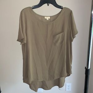 Olive “chiffon” blouse